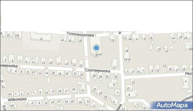 Poznań, Trzemeszeńska, 20, mapa Poznania