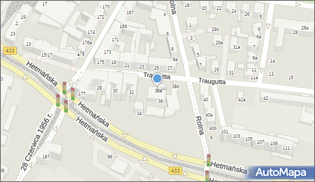 Poznań, Traugutta Romualda, gen., 38a, mapa Poznania