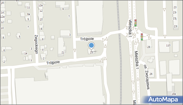 Poznań, Trójpole, 23, mapa Poznania