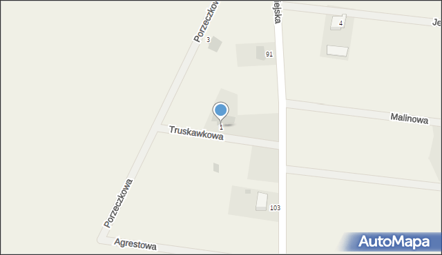 Przybyszewo, Truskawkowa, 1, mapa Przybyszewo