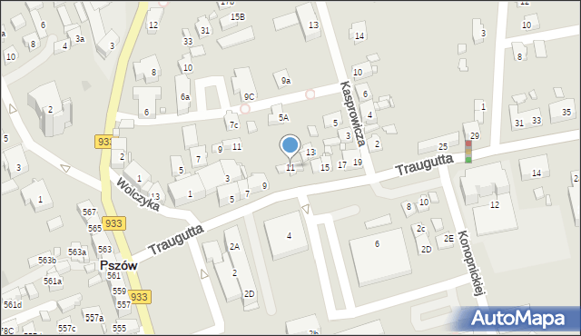 Pszów, Traugutta Romualda, gen., 11, mapa Pszów