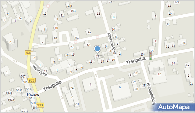 Pszów, Traugutta Romualda, gen., 13, mapa Pszów