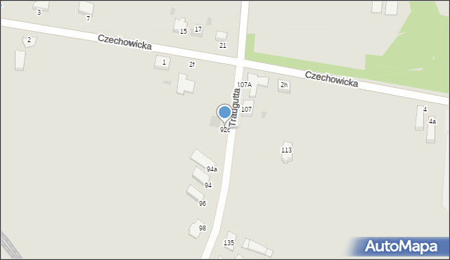 Pyskowice, Traugutta Romualda, gen., 92c, mapa Pyskowice