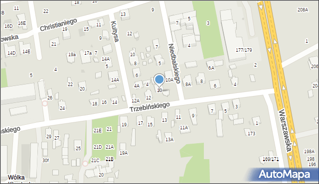 Radom, Trzebińskiego Jana Kantego, 10b, mapa Radomia