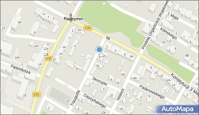 Radzymin, Traugutta Romualda, gen., 3, mapa Radzymin