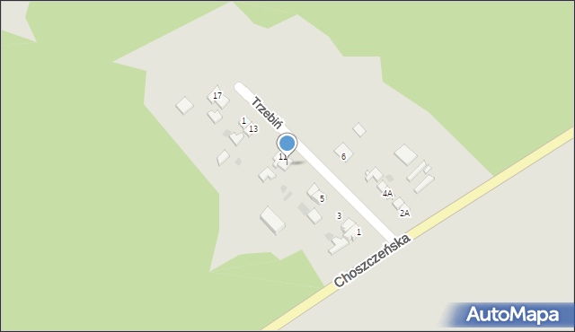 Recz, Trzebiń, 9, mapa Recz