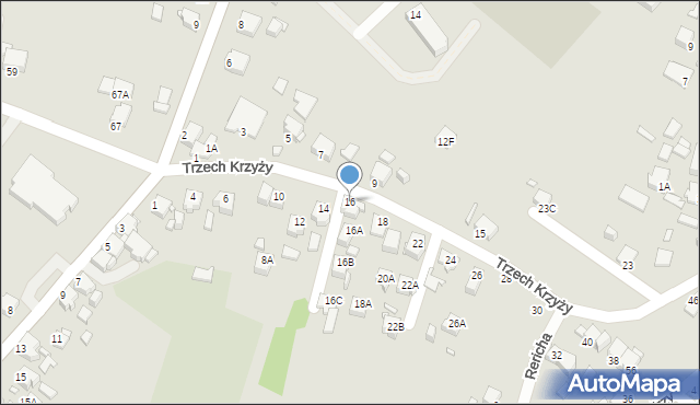 Rybnik, Trzech Krzyży, 16, mapa Rybnika