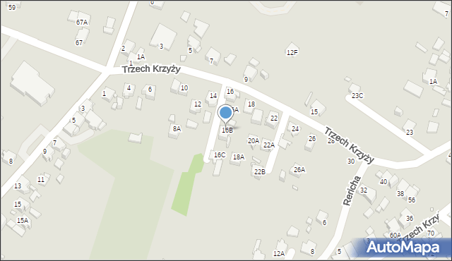 Rybnik, Trzech Krzyży, 16B, mapa Rybnika