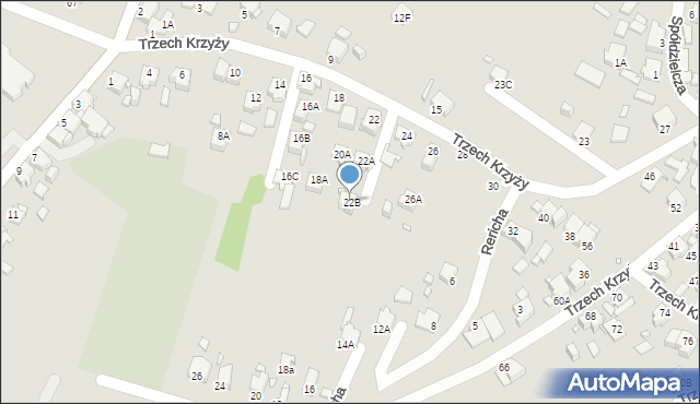 Rybnik, Trzech Krzyży, 22B, mapa Rybnika