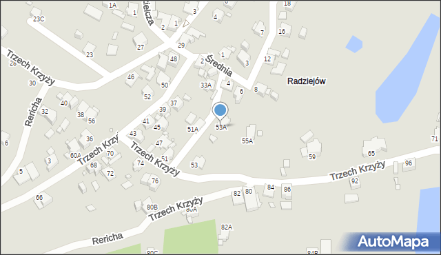 Rybnik, Trzech Krzyży, 53A, mapa Rybnika