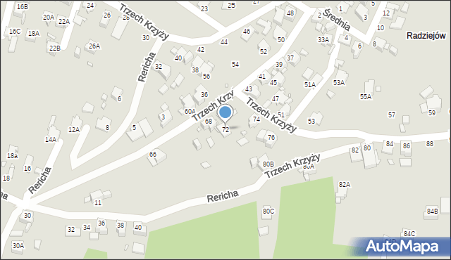 Rybnik, Trzech Krzyży, 72, mapa Rybnika