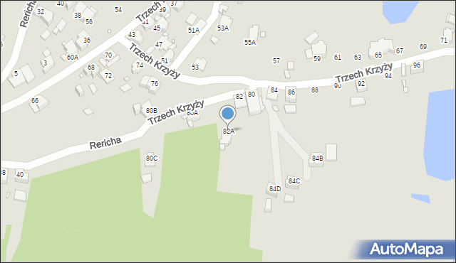 Rybnik, Trzech Krzyży, 82A, mapa Rybnika