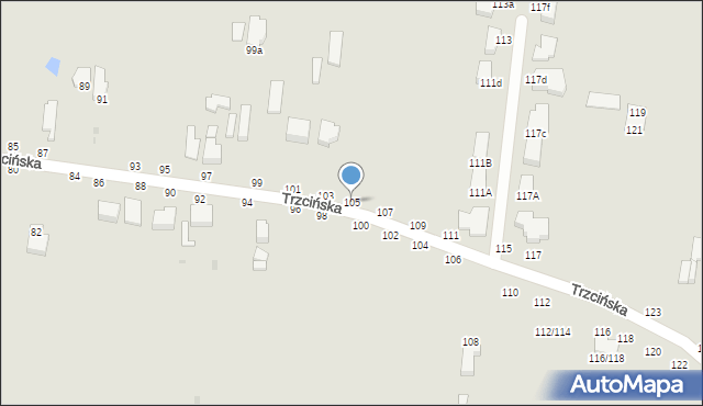 Skierniewice, Trzcińska, 105, mapa Skierniewic