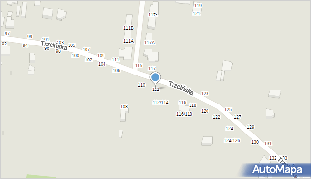 Skierniewice, Trzcińska, 112, mapa Skierniewic