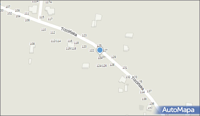 Skierniewice, Trzcińska, 124, mapa Skierniewic