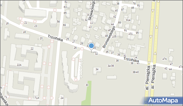 Skierniewice, Trzcińska, 30, mapa Skierniewic