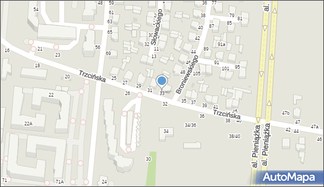 Skierniewice, Trzcińska, 33, mapa Skierniewic