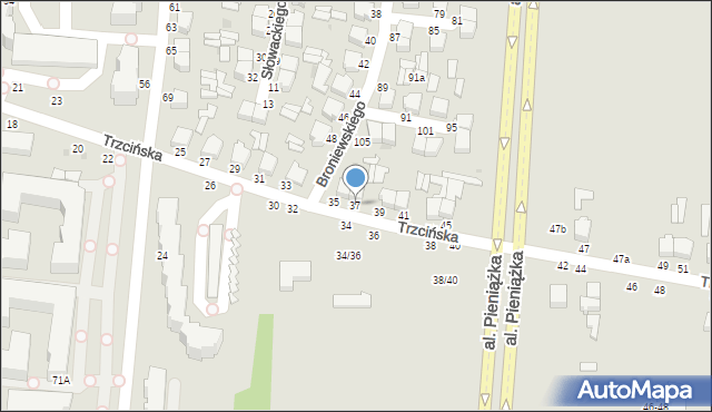 Skierniewice, Trzcińska, 37, mapa Skierniewic