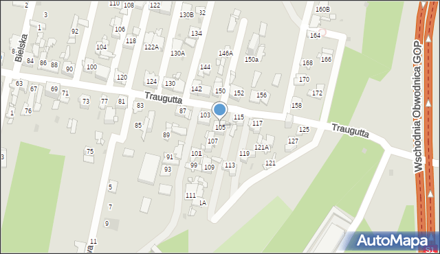 Sosnowiec, Traugutta Romualda, gen., 105, mapa Sosnowca