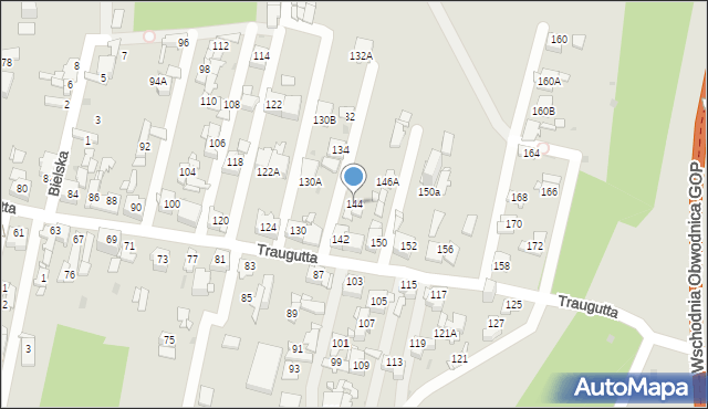 Sosnowiec, Traugutta Romualda, gen., 144, mapa Sosnowca