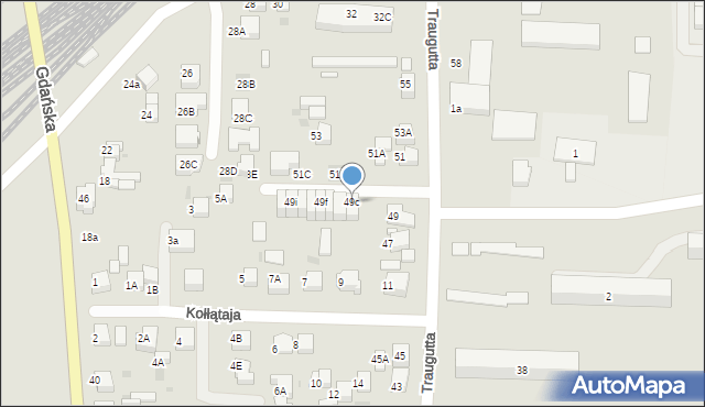 Starogard Gdański, Traugutta Romualda, gen., 49c, mapa Starogard Gdański