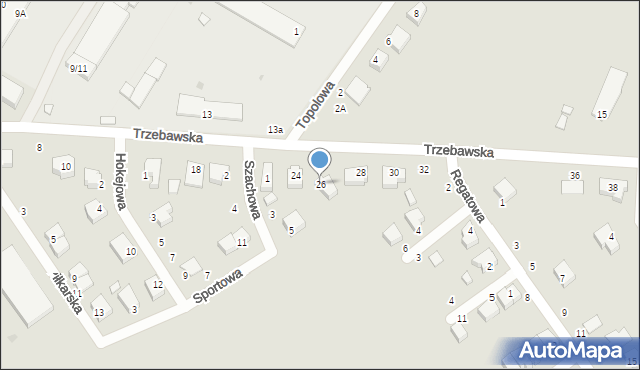 Stęszew, Trzebawska, 26, mapa Stęszew