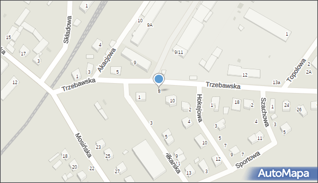 Stęszew, Trzebawska, 8, mapa Stęszew