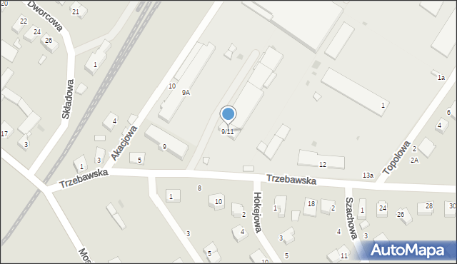 Stęszew, Trzebawska, 9/11, mapa Stęszew