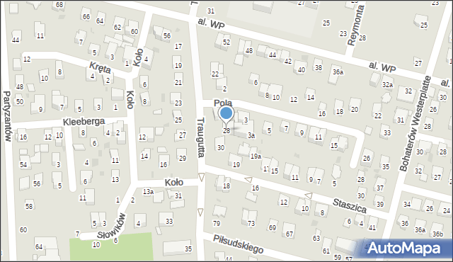 Świdnik, Traugutta Romualda, gen., 28, mapa Świdnika