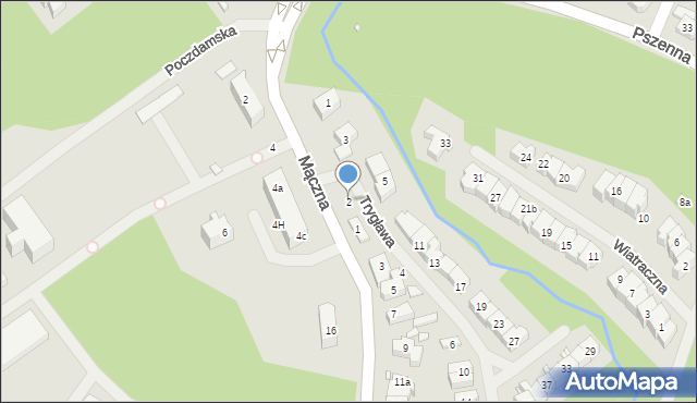 Szczecin, Trygława, 2, mapa Szczecina