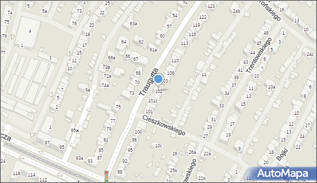Szczecin, Traugutta Romualda, gen., 102, mapa Szczecina