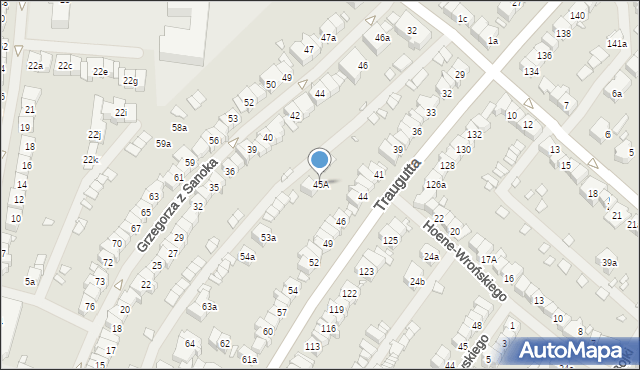 Szczecin, Traugutta Romualda, gen., 45A, mapa Szczecina