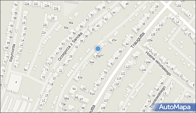 Szczecin, Traugutta Romualda, gen., 53a, mapa Szczecina