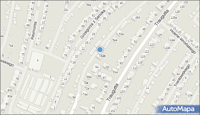 Szczecin, Traugutta Romualda, gen., 63b, mapa Szczecina