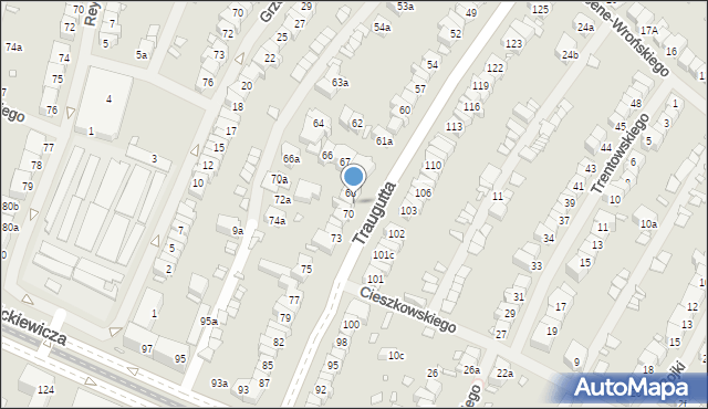 Szczecin, Traugutta Romualda, gen., 69, mapa Szczecina