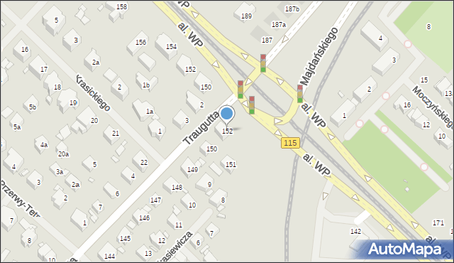 Szczecin, Traugutta Romualda, gen., 152, mapa Szczecina
