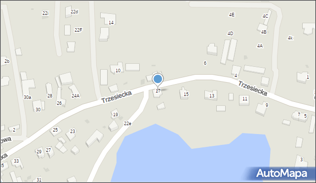 Szczecinek, Trzesiecka, 17, mapa Szczecinek