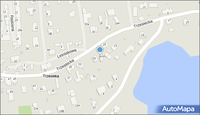 Szczecinek, Trzesiecka, 27, mapa Szczecinek