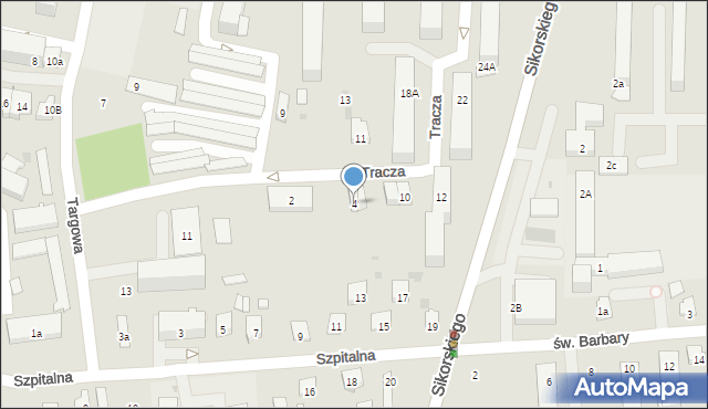 Tarnobrzeg, Tracza Jana, por., 4, mapa Tarnobrzegu