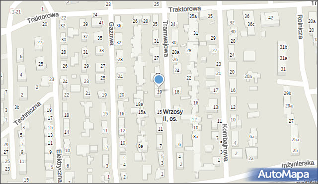 Toruń, Tramwajowa, 19, mapa Torunia