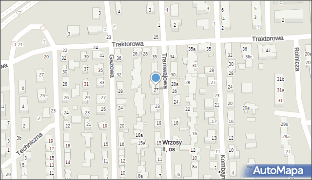 Toruń, Tramwajowa, 27, mapa Torunia