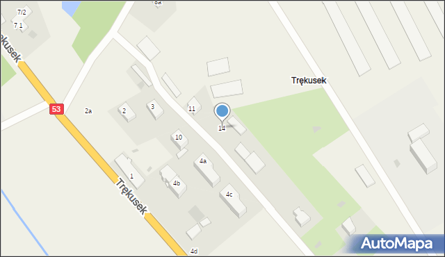 Trękusek, Trękusek, 14, mapa Trękusek