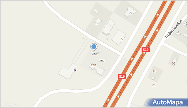 Trojaczkowice, Trojaczkowice, 25A, mapa Trojaczkowice