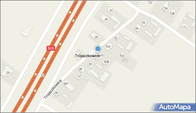 Trojaczkowice, Trojaczkowice, 50A, mapa Trojaczkowice