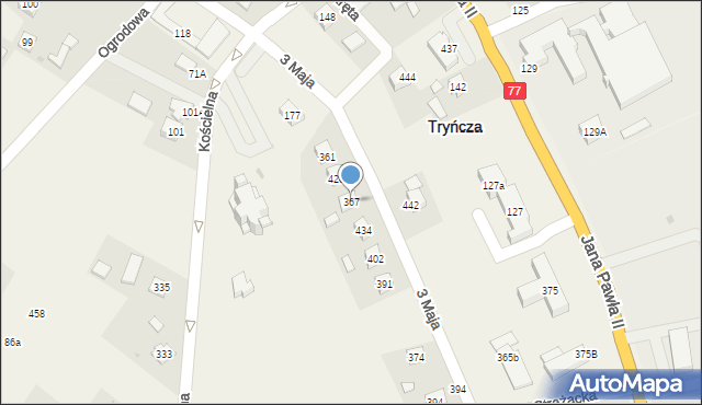 Tryńcza, Tryńcza, 367, mapa Tryńcza