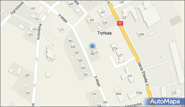 Tryńcza, Tryńcza, 442, mapa Tryńcza