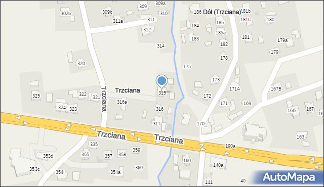 Trzciana, Trzciana, 315, mapa Trzciana