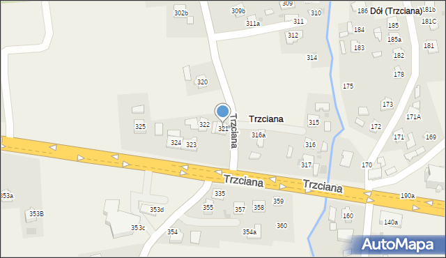 Trzciana, Trzciana, 321, mapa Trzciana