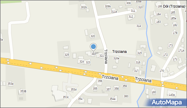 Trzciana, Trzciana, 322, mapa Trzciana