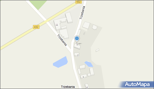 Trzebania, Trzebania, 1, mapa Trzebania